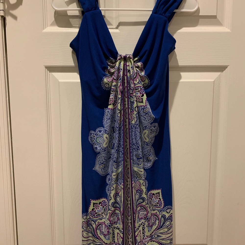 New York & Co blue print dress XS